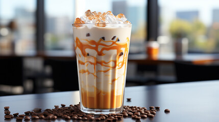 Poster - coffee latte in a glass