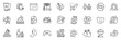 © blankstock - Icons pack as Sale gift, Holiday presents and Mattress line icons for app include Fish, Flight destination, Hook outline thin icon web set. Fireworks rocket, Pillow, Grill pictogram. Vector