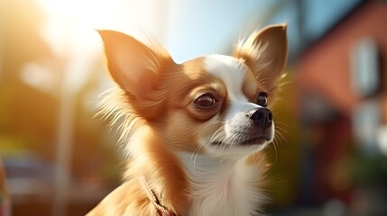 Wall Mural - Close-up portrait of a Chihuahua dog with space for text, background image, AI generated