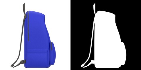 3D rendering illustration of a blue backpack