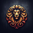 3d lion logo carving and engraving on dark background