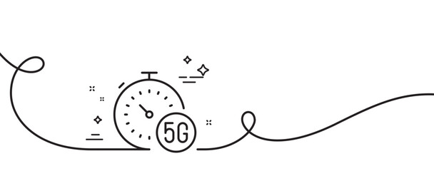 Poster - 5g fast internet line icon. continuous one line with curl. wireless technology sign. mobile wifi sym
