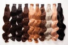 Multicolor Human Hair Extension Bundles Collection. AI Generated