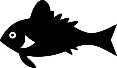 Poster - Fish silhouette swimming in the serene blue ocean, gracefully gliding through the waves with its elegant form. Generative AI