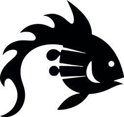 Poster - Minimalist, elegant fish silhouette effortlessly gliding through the depths with grace and tranquility. Generative AI