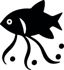 Poster - Fish silhouette swimming gracefully in the deep blue sea. Generative AI