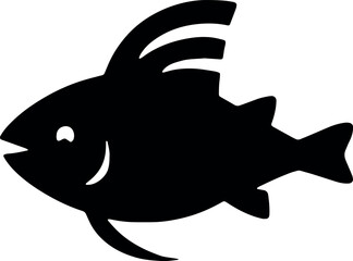 Poster - Aquatic elegance, the fish silhouette glides gracefully through the depths, its form exuding serenity against a transparent canvas. Generative AI