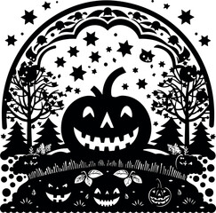 Poster - Halloween ghost icon in minimalistic black and white clipart style on a transparent background. Generative AI