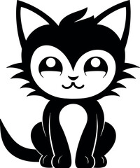 Poster - A striking black and white cat, embodying elegance and charm, serves as a beautiful mascot. Generative AI
