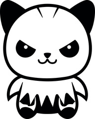 Poster - A spooky Halloween cat mascot in black and white, ready to bring some feline charm to the festivities. Generative AI