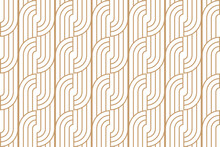 Luxury Geometric Seamless Art Deco Pattern Gold With Striped Line On White Background. Vector Illustration