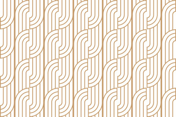 Luxury geometric seamless art deco pattern gold with striped line on white background. vector illustration