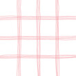 © Анастасия Красавина - Doodle Gingham Check Plaid Vector Pattern. Vertical and horizontal hand drawn crossing colored stripes. Chequered geometrical background. Cottagecore Homestead Farmhouse Print.