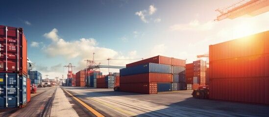 Poster - Import and export business yard for industrial containers copy space image