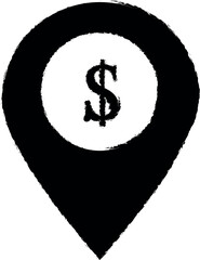 Aufkleber - bank in map pin vector icon in grunge style