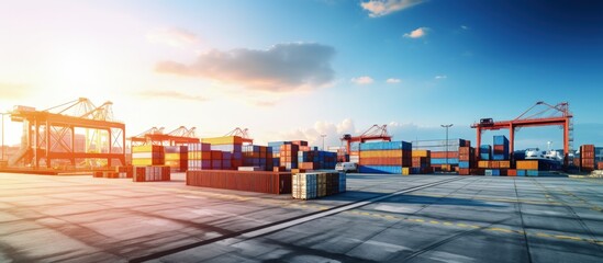 Poster - Import and export business yard for industrial containers copy space image