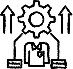 Aufkleber - Corporate and business, career, human, management, process vector icon in grunge style