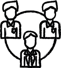 Aufkleber - Corporate and business, management, people, team, teamwork vector icon in grunge style