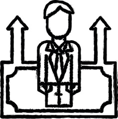 Aufkleber - Corporate and business, employee, growth, investment, job vector icon in grunge style