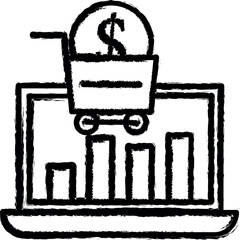 Aufkleber - Corporate and business, online shopping vector icon in grunge style