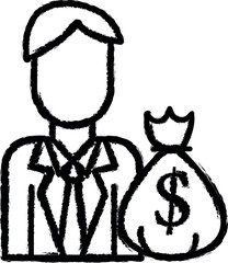 Aufkleber - Corporate and business, business man, money vector icon in grunge style
