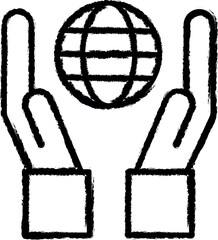 Poster - Earth in hands outline vector icon in grunge style