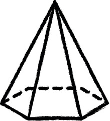 Aufkleber - Geometric shapes, hexagonal pyramid vector icon in grunge style