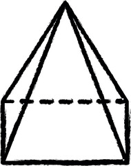 Aufkleber - Geometric shapes, quadrangular pyramid vector icon in grunge style