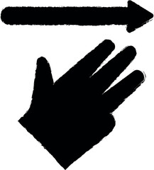 Poster - Hand, fingers, gesture, swipe, right vector icon in grunge style