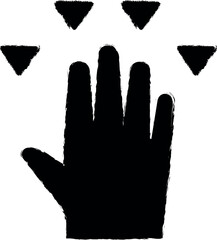 Aufkleber - Hand, fingers, gesture, swipe, move, down vector icon in grunge style