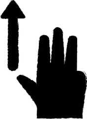 Poster - Hand, fingers, gesture, swipe, up vector icon in grunge style