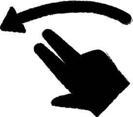 Aufkleber - Hand, fingers, gesture, swipe, rotate, left vector icon in grunge style