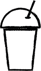 Poster - plastic beverage cup simple line vector icon in grunge style