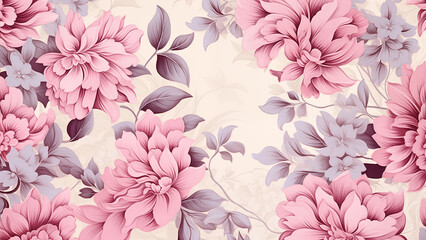 Wall Mural - image for wallpaper featuring beautiful flowers drawn in pastel style