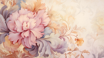 Wall Mural - image for wallpaper featuring beautiful flowers drawn in pastel style