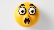 3D Rendering Surprised Emoji On White Isolated Background With Blackeye