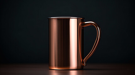 Plain copper mug, background black