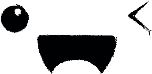 Aufkleber - wink face vector icon in grunge style