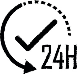 Aufkleber - 24 hours work vector icon in grunge style