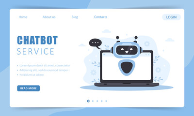Wall Mural - chatbot service. landing page template. ai business assistant. online customer support and faq. arti