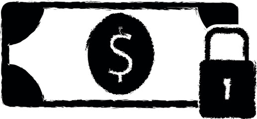 Aufkleber - dollar lock vector icon in grunge style