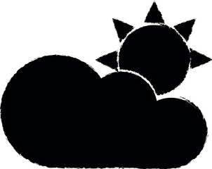 Poster - sun and cloud vector icon in grunge style