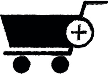 Aufkleber - add cart vector icon in grunge style