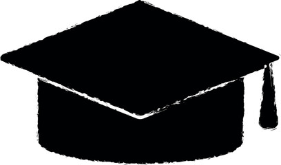 Poster - graduate cap vector icon in grunge style