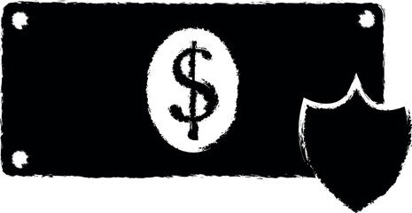 Poster - dollar shield vector icon in grunge style