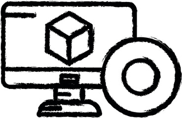 Aufkleber - 3D printing, 3d design vector icon in grunge style