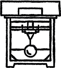 Aufkleber - 3D printing, 3d printer vector icon in grunge style