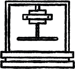 Aufkleber - 3D printing, 3d printer vector icon in grunge style