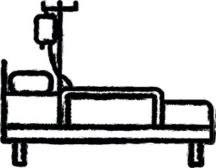 Aufkleber - Patient bed, blood bag vector icon in grunge style