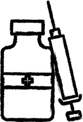 Aufkleber - Drug, medication, injection, vector icon in grunge style